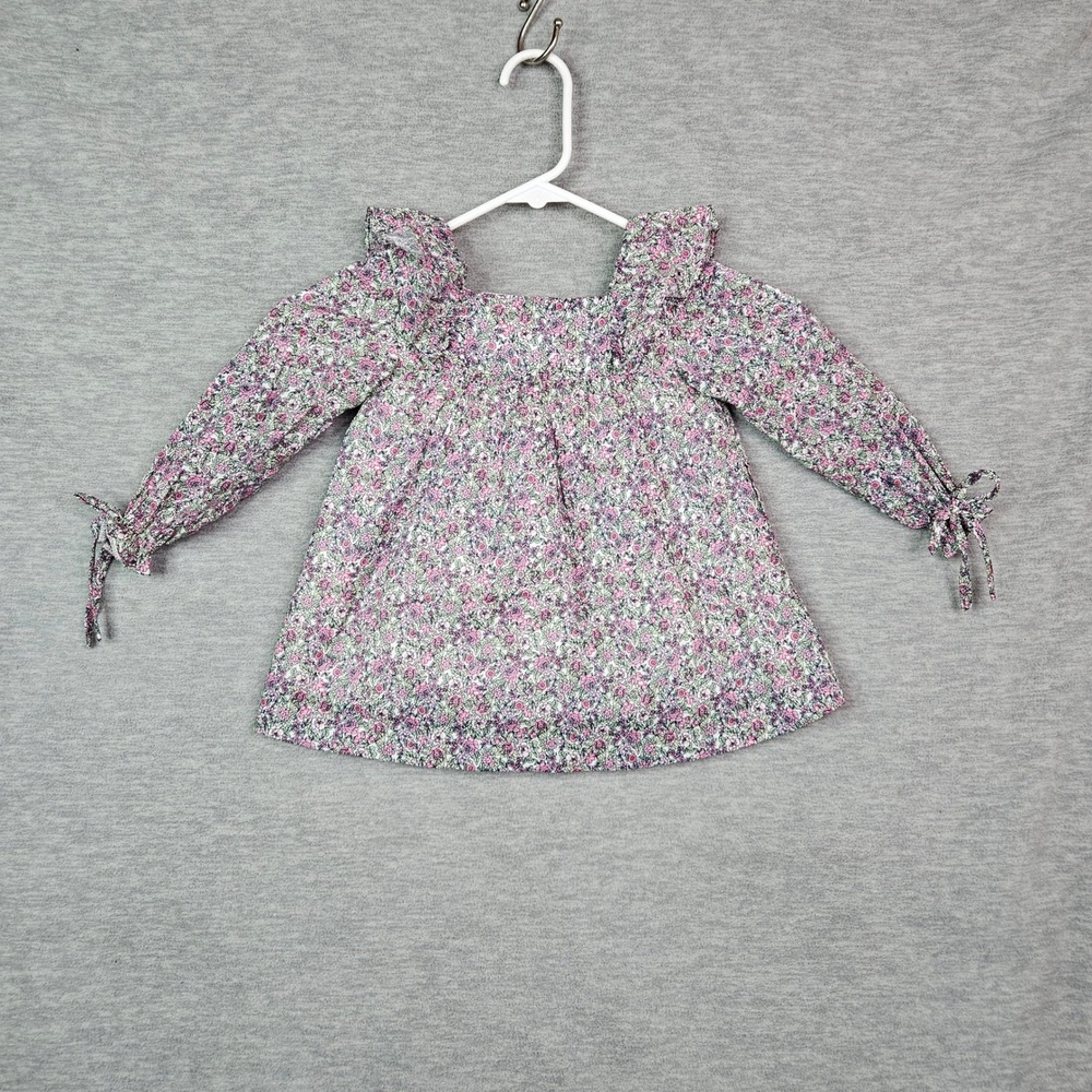 La Coqueta Kids Floral Ruffle Collar Blouse Pink Purple Made in Spain Size 3Y